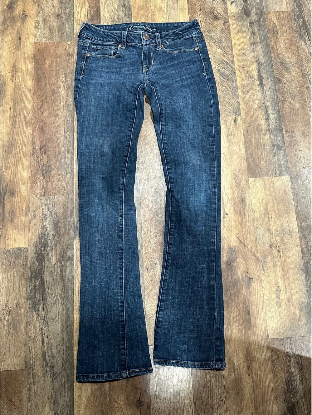 American Eagle stretch low rise bootcut blue jeans